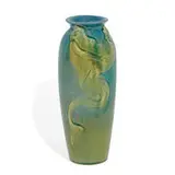 carved earthenware Sea Green glaze vase by Rookwood Pottery, sold Jun 2022