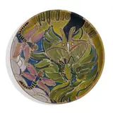 colorful earthenware plate by Patricia Anderson Findeisen for Shearwater Pottery, sold Jun 2022