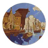 Mosaic Tile Co., rare 11-piece earthenware circular tile tableau