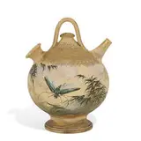 earthenware Dull Finish glaze Spanish water jug by Albert R. Valentien for Rookwood Pottery, sold Jun 2022