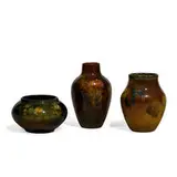 group of earthenware Standard Glaze vases, three by Rookwood Pottery, sold Jun 2022