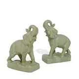 porcelain Raised Trunk elephant bookends, pair by Rookwood Pottery, sold Jun 2022