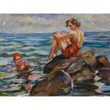 Francesco J. Spicuzza, Beach Scene with Two Women