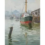 Charles Vickery, Harbor Scene (Demonstration), circa 1945