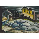 Henry Gasser, Town Scene (double-sided with study verso)