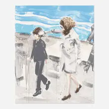 John & Jackie by Elizabeth Peyton, 2000, lithograph in colors, sold Sep 2020