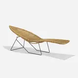 lounge chair by Lina Zervudaki for Elsa Schiaparelli, c. 1935, rattan, wrought iron, sold Sep 2020