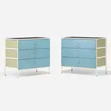 Steelframe cabinets model 4012, pair by George Nelson & Associates, 1950, enameled steel and wood, laminate, aluminum, sold Sep 2020
