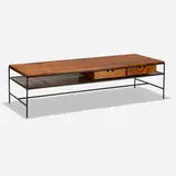 Paul McCobb, Planner Group coffee table, model 1584, 1953, stained birch, enameled steel, rattan