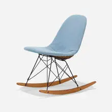 RKR-1 by Charles and Ray Eames, 1950, enameled steel, upholstery, birch, sold Sep 2020