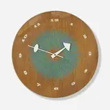 wall clock, model 2236 by George Nelson & Associates, 1957, lacquered oak, brass, enameled aluminum, sold Sep 2020