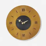 wall clock, model 4758 by George Nelson & Associates, 1949, birch, lacquered wood, enameled steel, enameled aluminum, sold Sep 2020