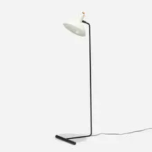 Harry Gitlin, floor lamp, model F9, 1951, enameled aluminum, enameled steel, Bakelite