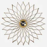Sunflower wall clock, model 2261A by George Nelson & Associates, 1958, laminated walnut, ash, brass, enameled aluminum, sold Sep 2020