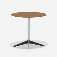tray table by George Nelson & Associates, c. 1955, walnut plywood, chrome-plated steel, enameled steel, sold Sep 2020