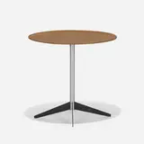 tray table by George Nelson & Associates, c. 1955, walnut plywood, chrome-plated steel, enameled steel, sold Sep 2020