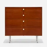 Thin Edge cabinet, model 5202 by George Nelson & Associates, 1955, walnut, aluminum, enameled steel, sold Sep 2020