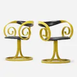 George Mulhauser, Sultana chairs, pair, c. 1965, bent and lacquered wood, vinyl