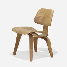 Pre-production DCW by Charles and Ray Eames, 1945, ash plywood, rubber, metal, sold Sep 2020