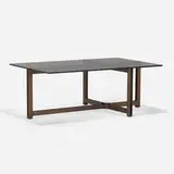 Roger Sprunger, coffee table, model 987, c. 1975, smoked glass, bronze, rosewood