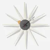 Spike wall clock, model 2202C by George Nelson & Associates, 1952-53, lacquered wood, enameled brass and aluminum, sold Sep 2020