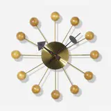 Ball wall clock, model 4755 by George Nelson & Associates, 1949, ash, brass, enameled aluminum, sold Sep 2020