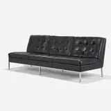 Florence Knoll, sofa, c. 1955, leather, chrome-plated steel