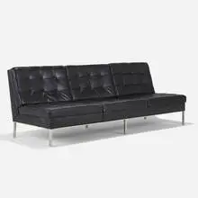 sofa by Florence Knoll, c. 1955, leather, chrome-plated steel, sold Sep 2020