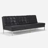 Florence Knoll, sofa, c. 1955, leather, chrome-plated steel