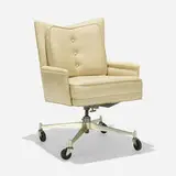 Paul McCobb, swivel chair, model 3002, c. 1955, vinyl, aluminum, chrome-plated steel, rubber