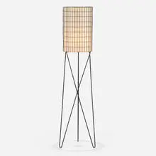 Paul Mayén, floor lamp, c. 1955, enameled steel, fiberglass shade