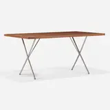 X-Leg table, model 8340-X by George Nelson & Associates, 1950, walnut veneer, chrome-plated steel, sold Sep 2020