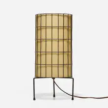 Paul Mayén, table lamp, c. 1955, enameled steel wire, paper