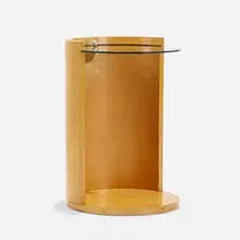 occasional table, model 3323 by Gilbert Rohde, 1933, white holly veneer, glass, nickel-plated metal, sold Sep 2020