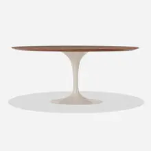 dining table, model 174W by Eero Saarinen, enameled steel, walnut, sold Sep 2020