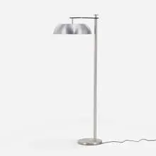 Flip Top floor lamp by Kurt Versen, c. 1940, spun aluminum, chrome-plated metal, sold Sep 2020