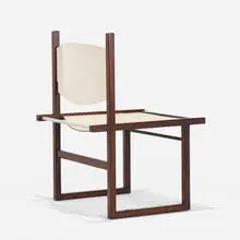 Prototype chair by Maurice Martiné, 1966, rosewood, laminated plywood, aircraft aluminum, sold Sep 2020