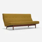 Jens Risom, sofa, model U-250, c. 1955, upholstery, walnut