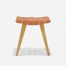 Jens Risom, Early stool, model 667-W, c. 1947, birch, canvas webbing