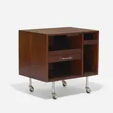 Jens Risom, Executive cabinet, model 8-27, c. 1958, walnut, chrome-plated brass