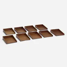 Jens Risom, letter trays model 8-33, set of nine, c. 1960, walnut