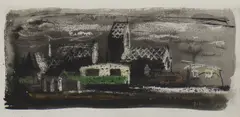 Untitled by John Piper, watercolour and oil pastel image 12 x 26cm ., sold Oct 2021