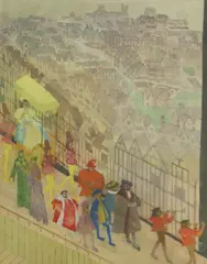 Leonard Rosoman, Untitled, Leonard Rosoman RA (1913-2012) Queen's Procession watercolour over pencil 32 x 25cm .