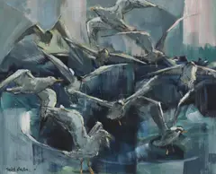 Untitled by Robert Taylor Carson, oil on canvas 63.5 x 76cm ., sold Oct 2021