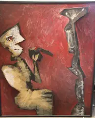 Víctor Chab, La Ofrenda, collage y óleo sobre tela