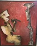 Víctor Chab, La Ofrenda, collage y óleo sobre tela