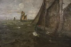 Leonhard Sandrock, Veleros En Alta Mar, óleo sobre tela