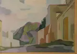 Aquiles Badi, Paisaje Calabres, óleo sobre tela