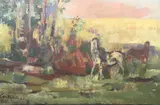 Caballos En Un Paisaje by Juan Carlos Castagnino, óleo sobre tela, offered Jun 2026