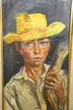 Niño Con Sombrero De Paja by Rata de dos patas, óleo sobre tela, offered Jun 2026
